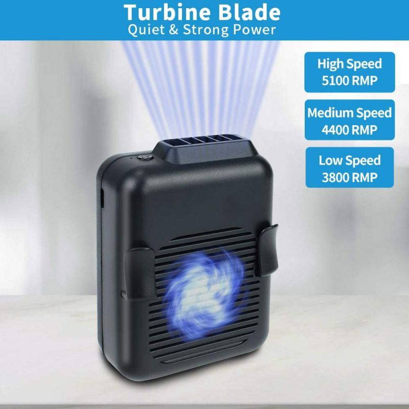 Personal Waist Fan, USB Necklace Fan, Hands Free Waist Cooling Fan with 6000mAh Rechargeable Battery, 23H Working Time, 3 Speeds, Great for Outdoor Workers, Hiking, Climbing, Camping