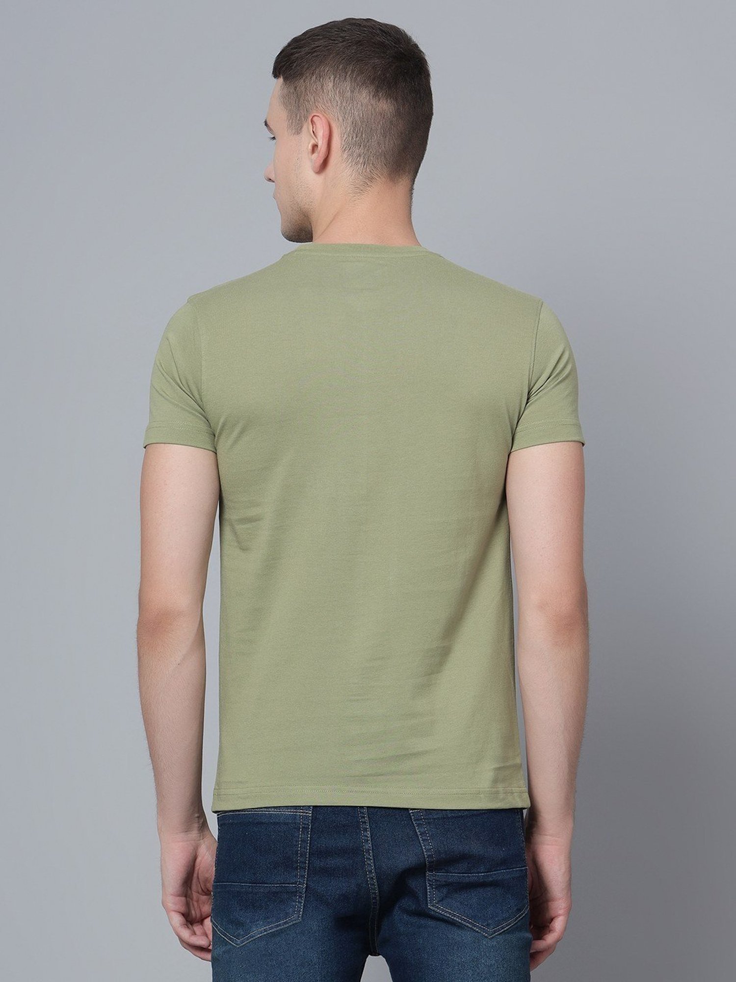 Cantabil Green Cotton Regular Fit Printed T-Shirt