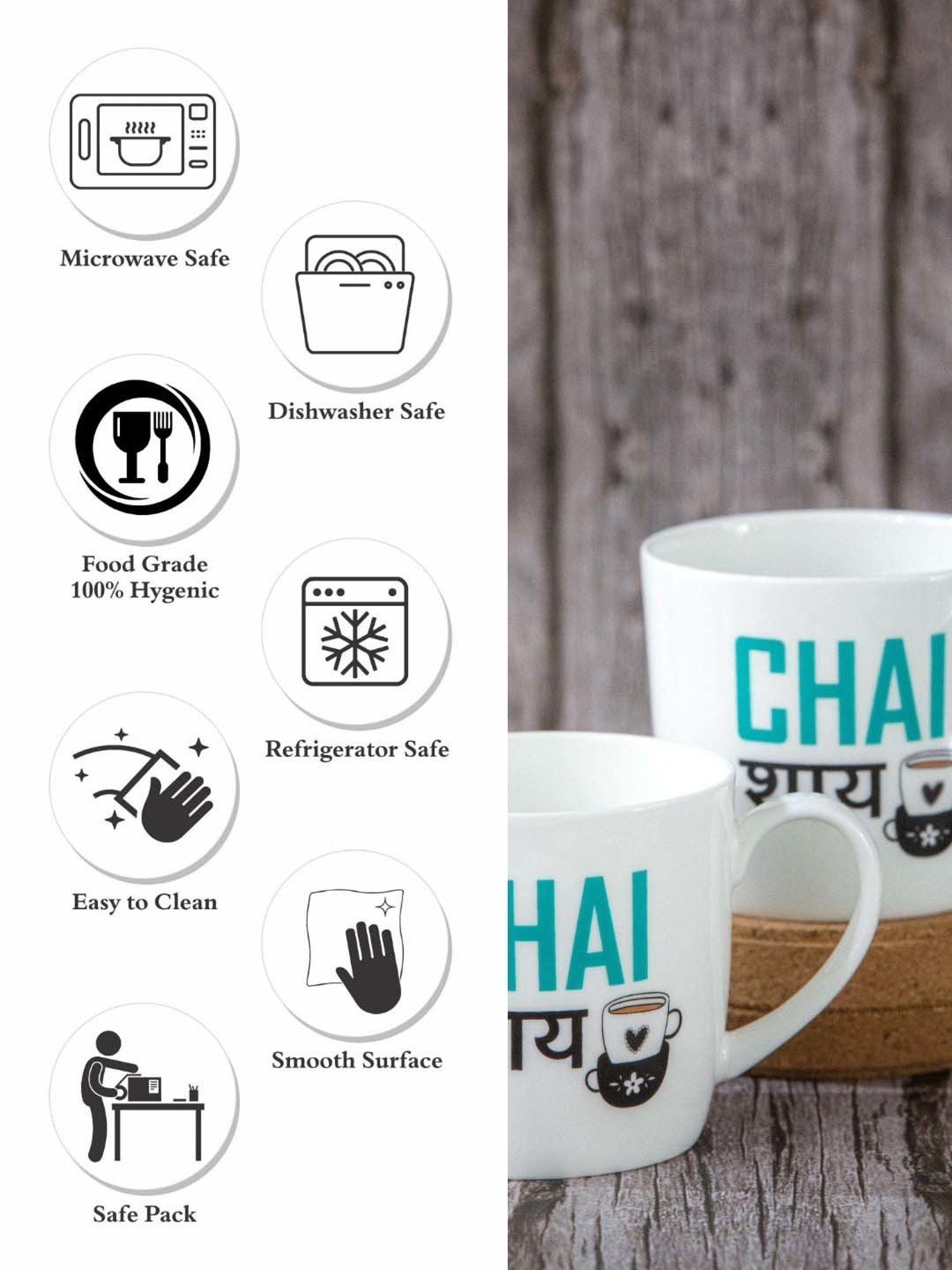 Goodhomes Multicolor Bone China Coffee Mug - Set of 2 (280ml)