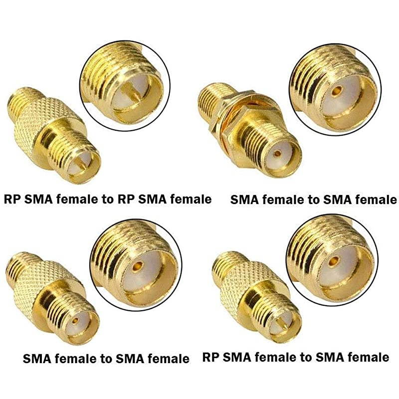 SMA connectors Kit 18pcs SMA Adapter SMA Male to SMA Male RP SMA Female Connector RF Coax Nut Barrel Converter for WiFi Antenna/FPV Drone/Extension Cable