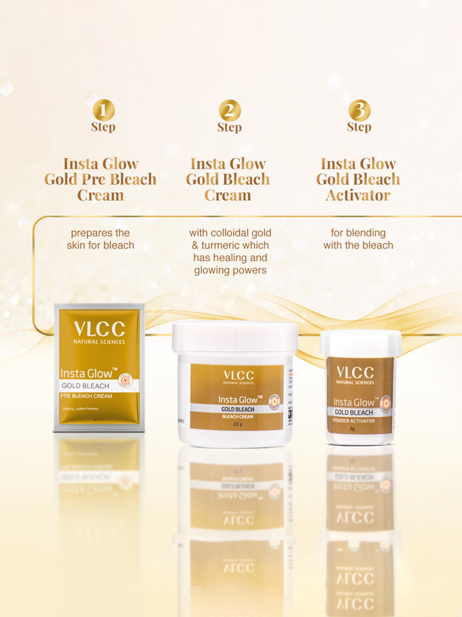 VLCC Insta Glow Gold Bleach - Pack of 12