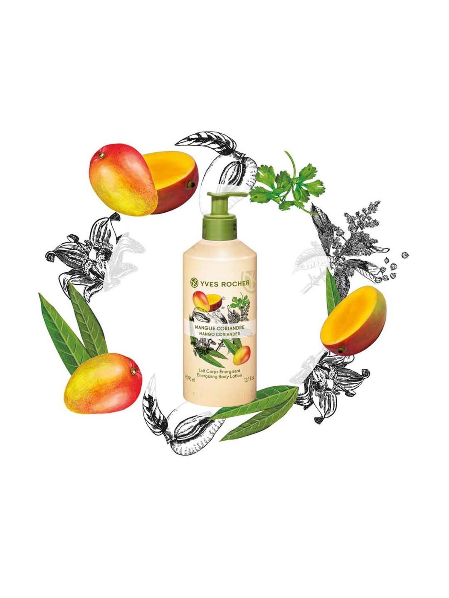 YVES ROCHER Energizing Body Lotion Mango Coriander - 390 ml