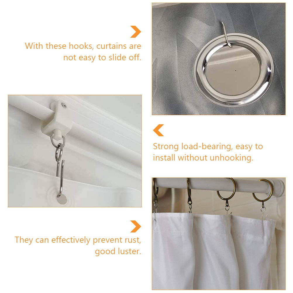 120Pcs Simple Creative Convenient Durable Curtain Hooks Household Curtain Rings for Home