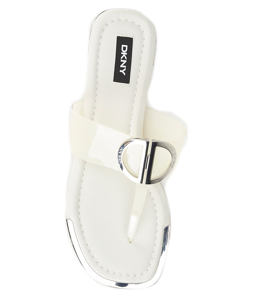 DKNY Halcott Opaque Vinyl Logo Flat Thong Sandals