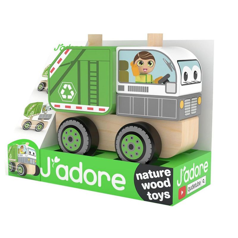 J&rsquo;adore Garbage Truck Wooden Stacking Toy