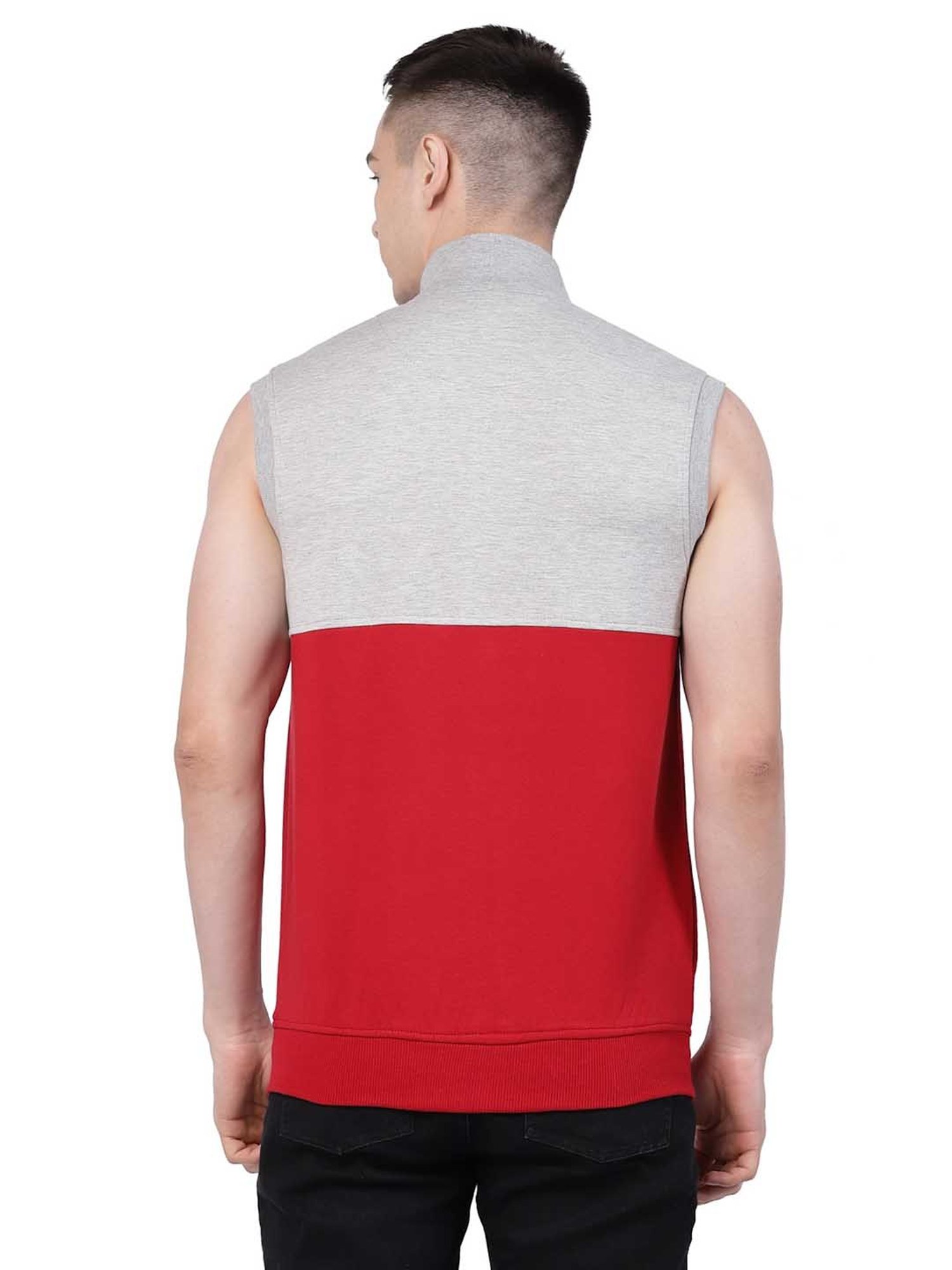 Kalt Red & Light Grey Melange Regular Fit Jacket