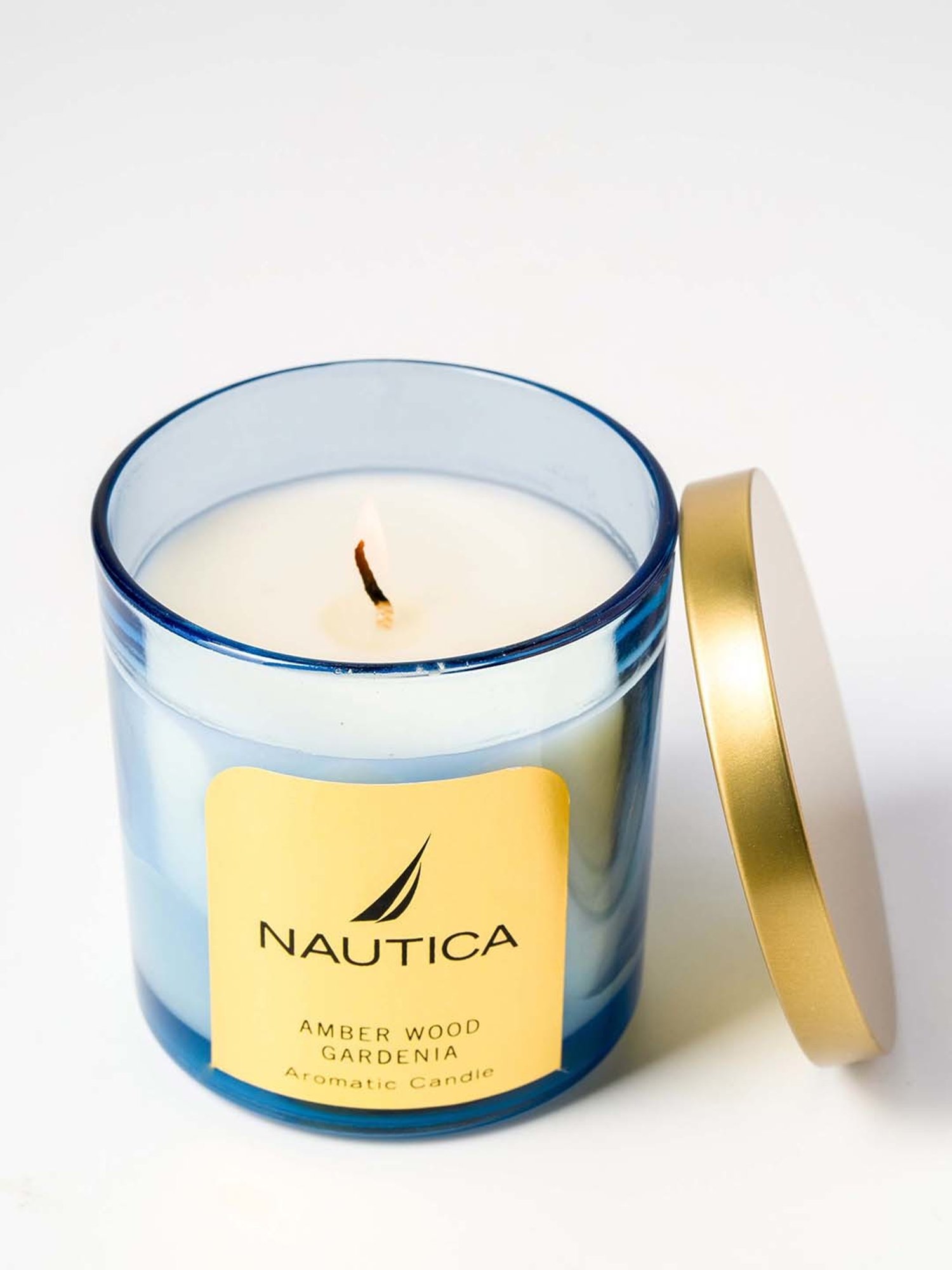 Nautica Blue Wax Amber Wood Gardenia Aroma Scented Candle