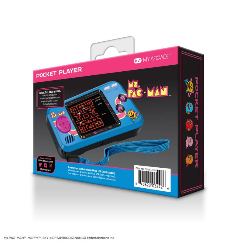 My Arcade MS. PAC-Man Pocket Player Portable Handheld with 3 Games: MS.PAC-Man, Sky Kid & MAPPY