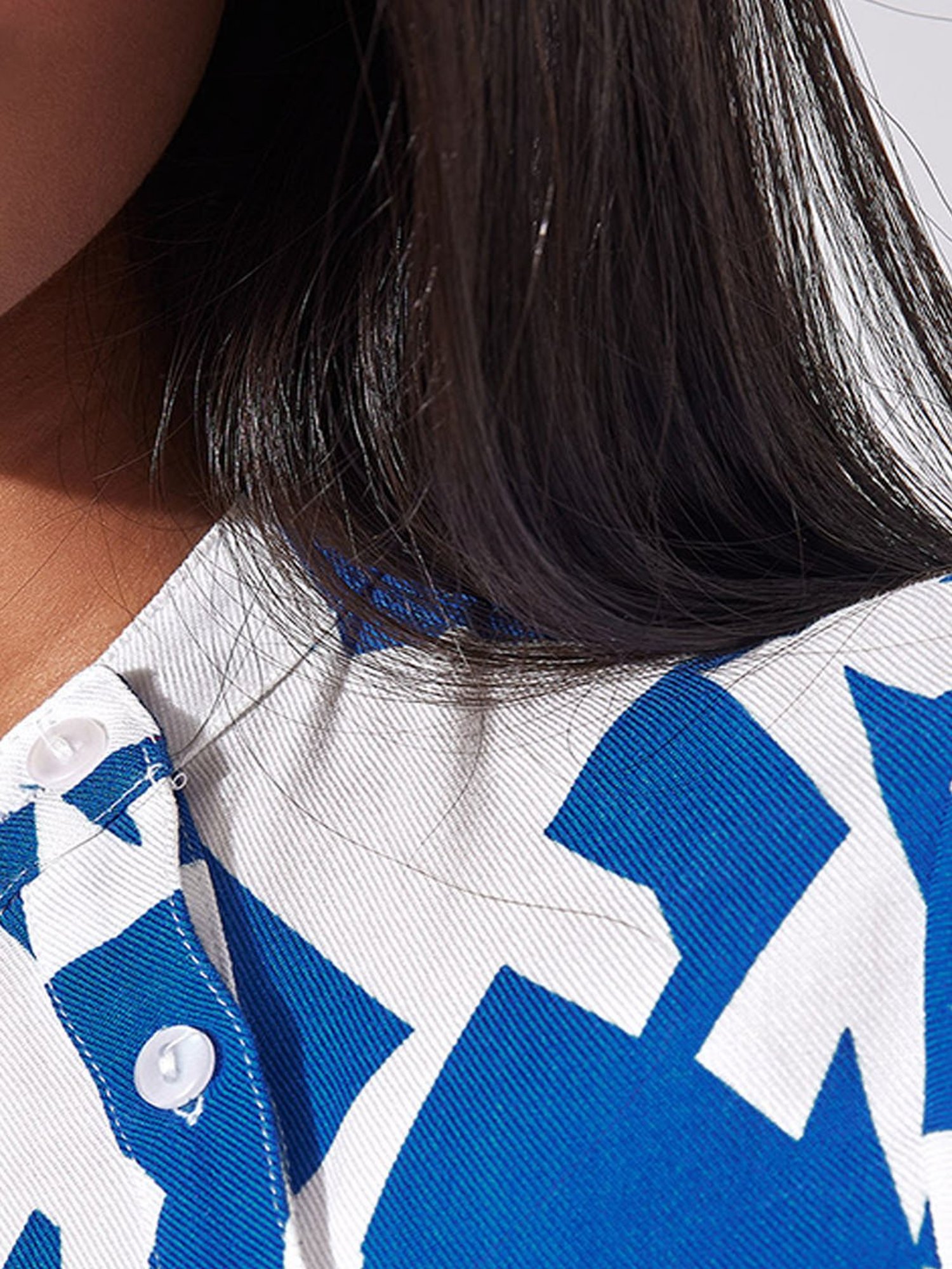 The Label Life White & Blue Printed Top
