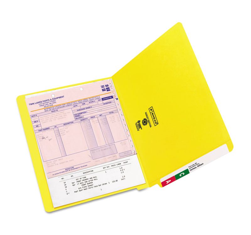 Smead Colored File Folders Straight Cut Reinforced End Tab Letter Yellow 100/Box 25910