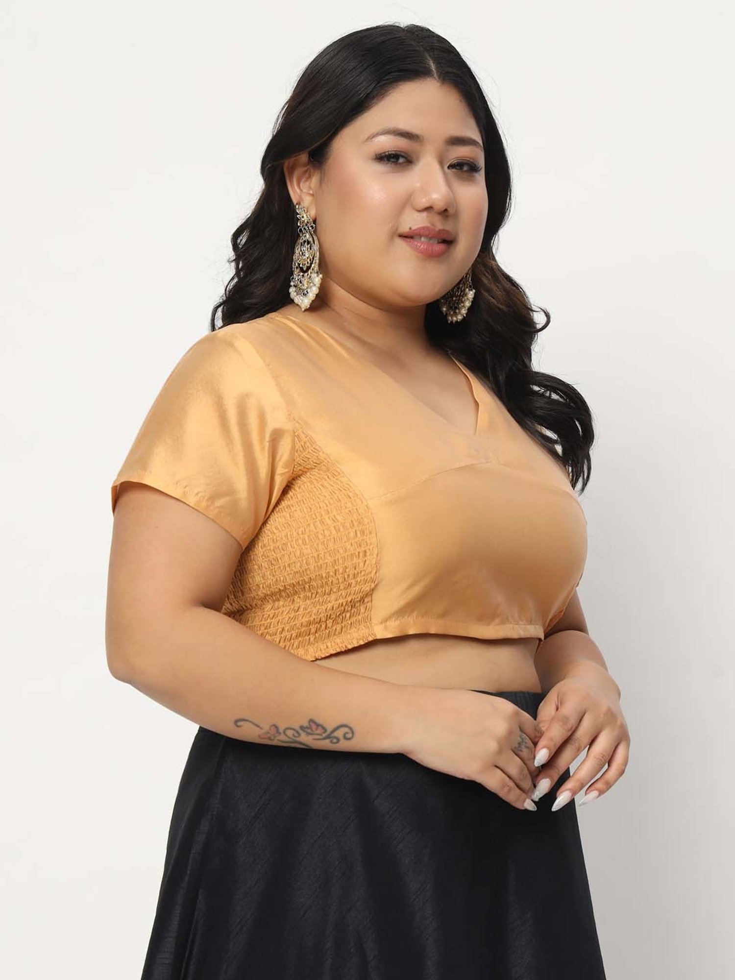 studiorasa Beige Half Sleeves Blouse