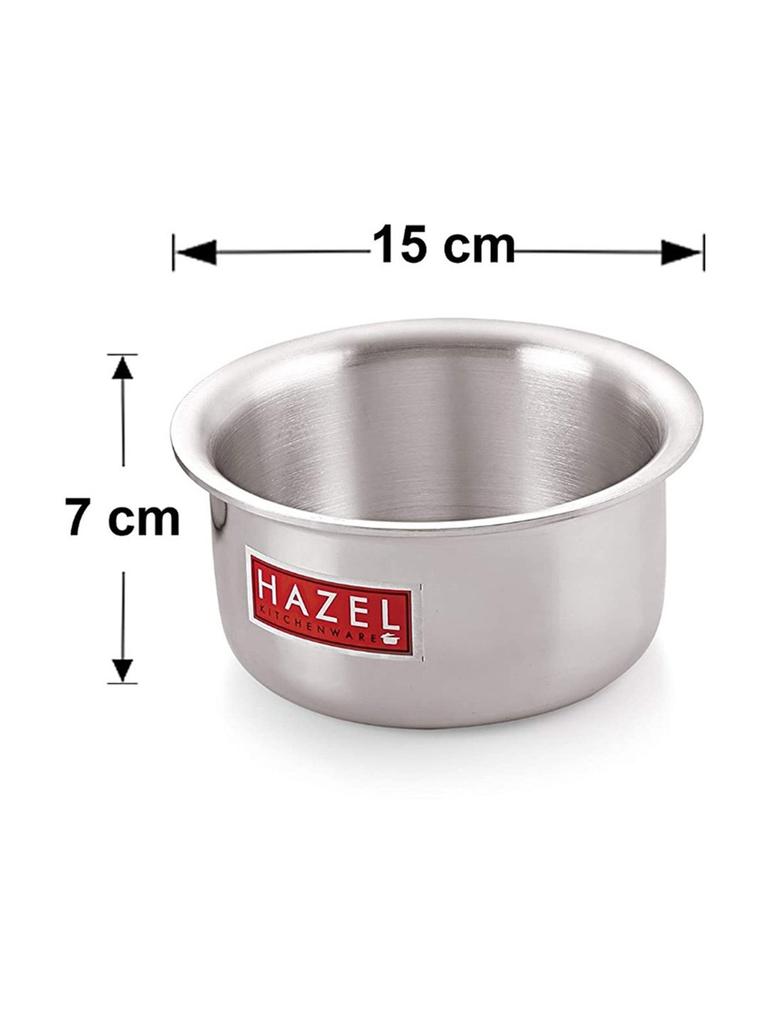 HAZEL Flat Bottom Silver Aluminium Tope or Patila (0.87 L)
