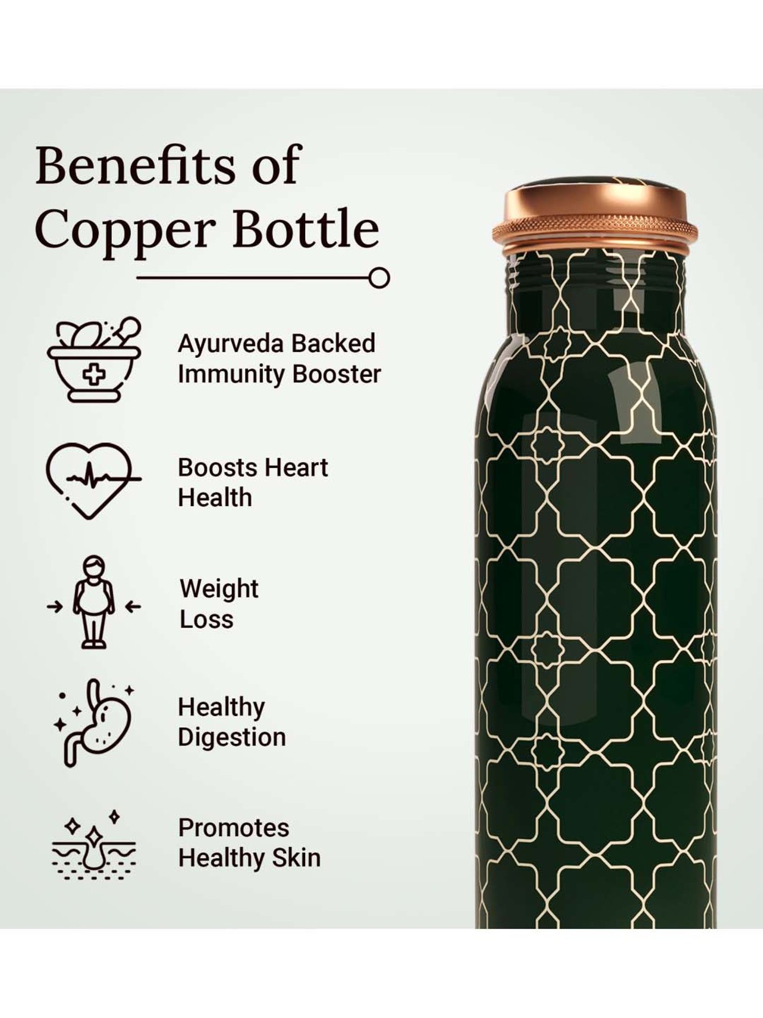 Everything Beautiful Green Copper Water Bottle & Glass Set