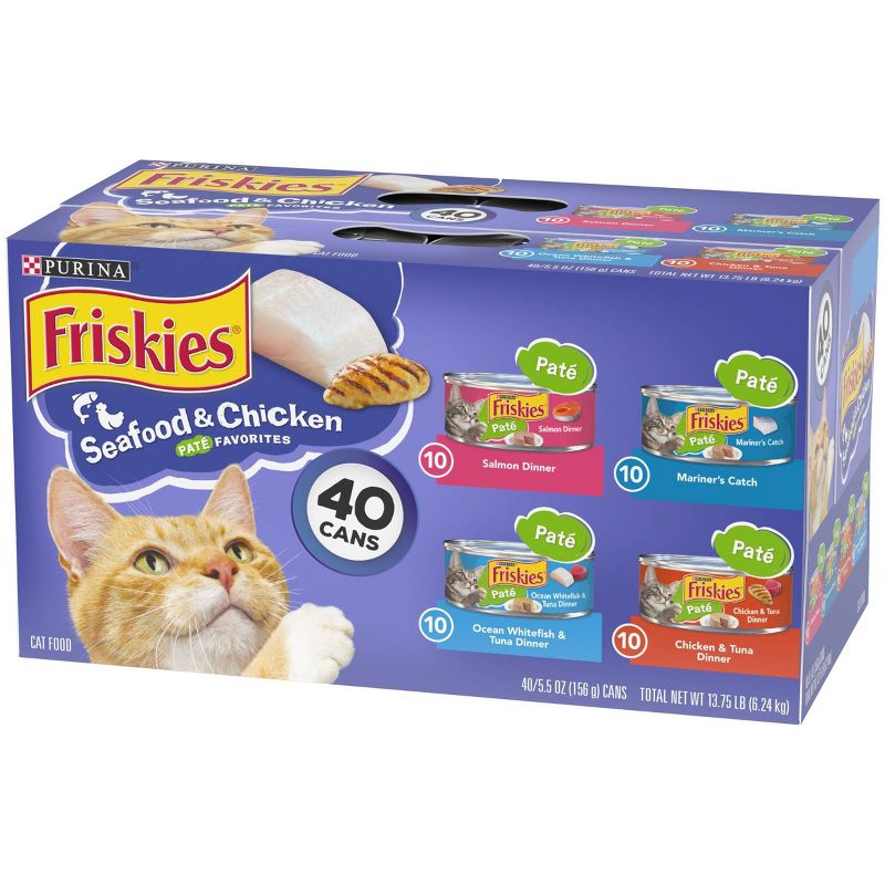 Purina Friskies Paté Seafood & Chicken Favorites Wet Cat Food - 5.5oz/40ct Variety Pack