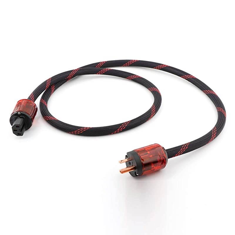 HiFi Audiophile Power Cable 125V 15A,Hi End Braided Sleeve Amplifier Power Cord,Audio AC Power Wire with US Connector Plug (6.6FT/2M)