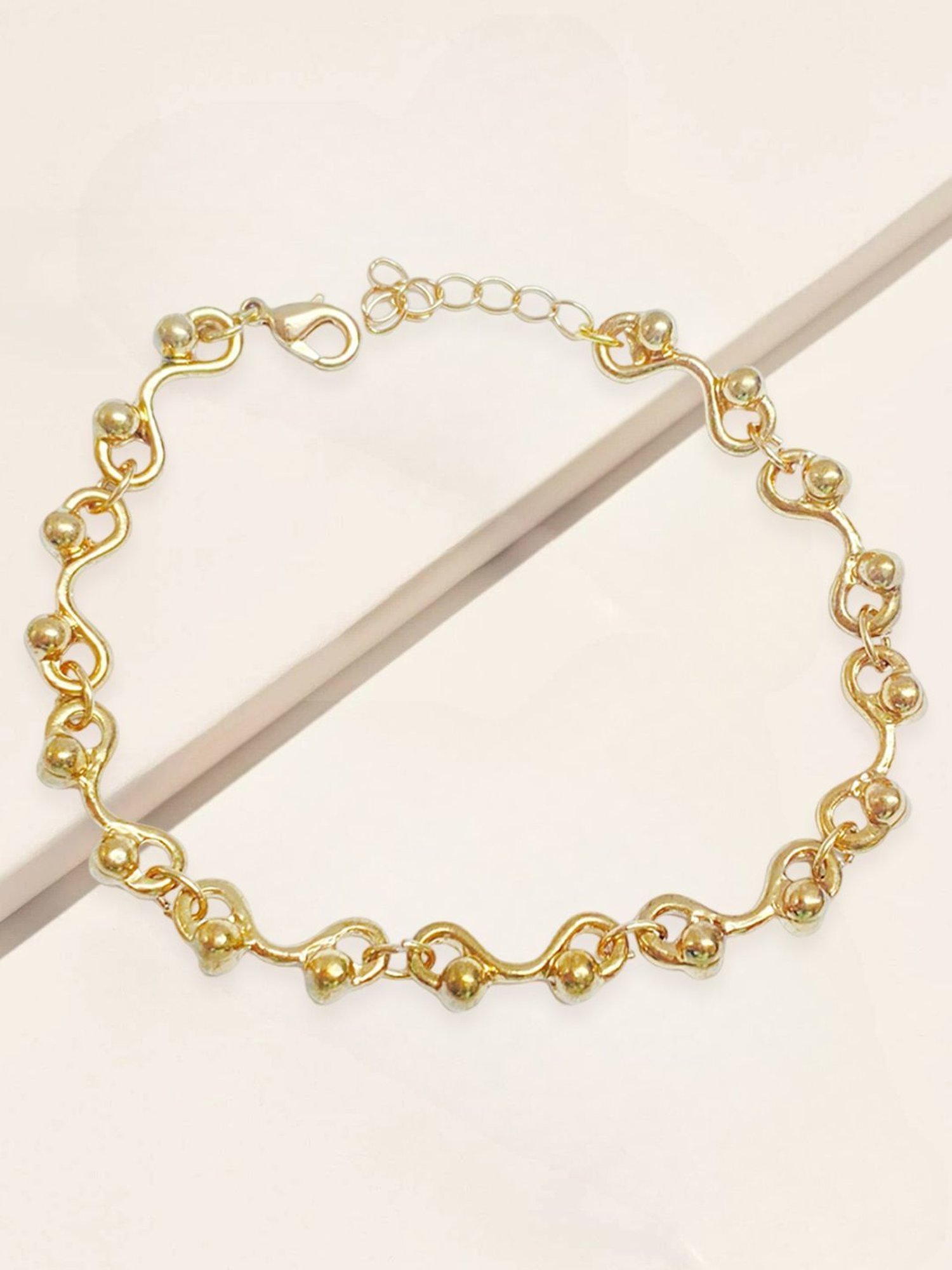 OOMPH Golden Tone "S" Shape Latest Stylish Link Chain Bracelet for Women