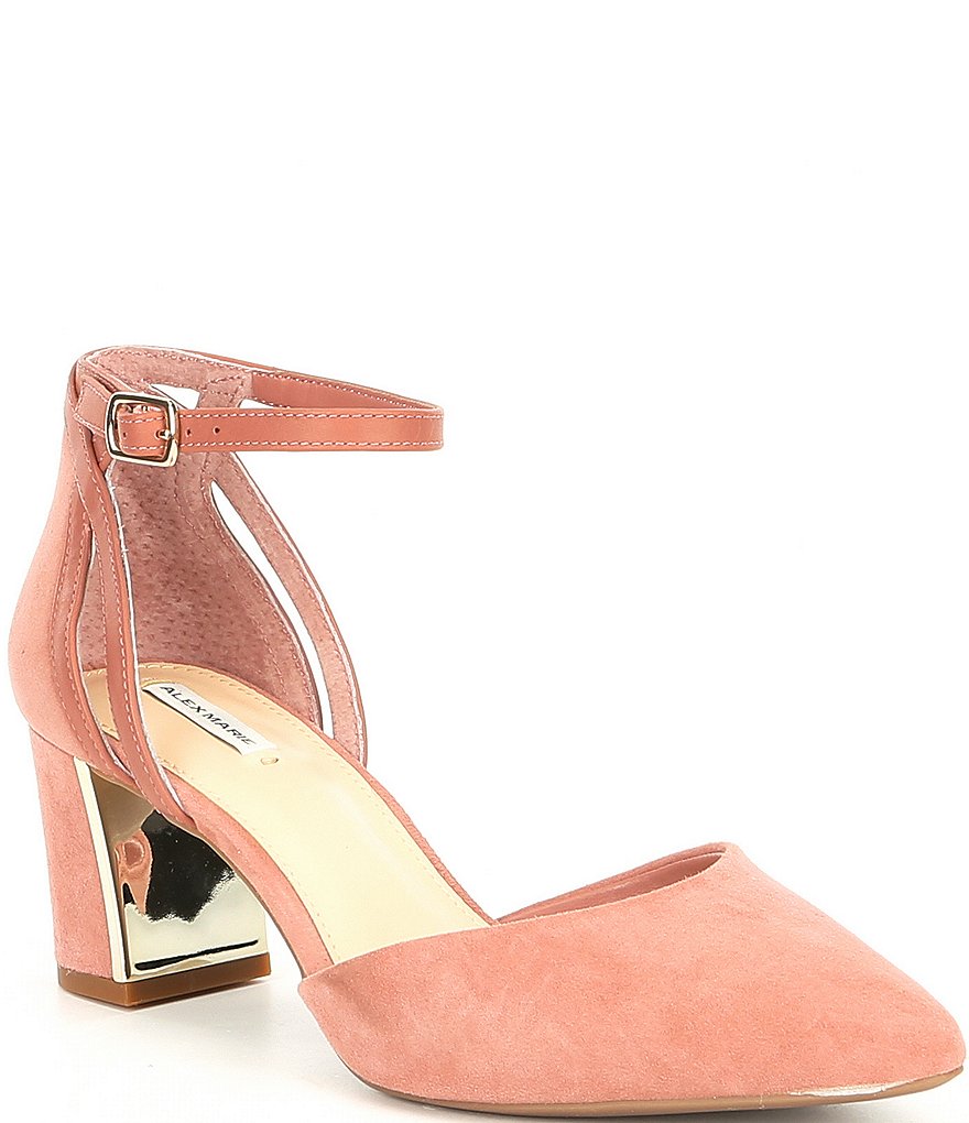 Alex Marie Nelvin Suede Ankle-Strap Block Heel Pumps