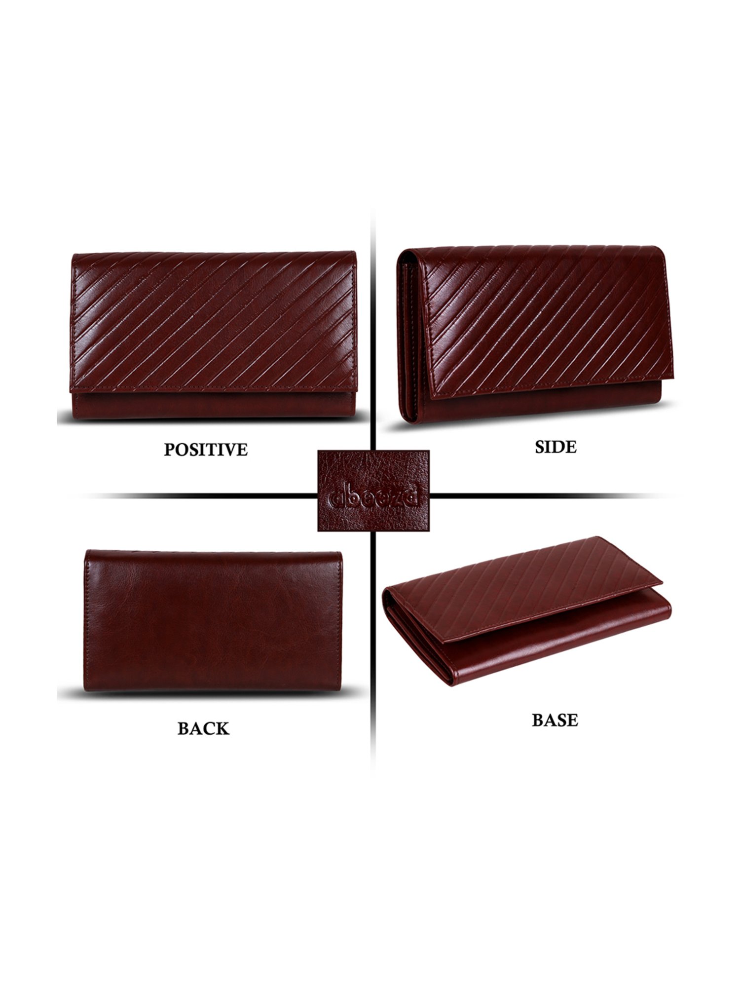 Abeeza Brown Textured Leather Large Clutch