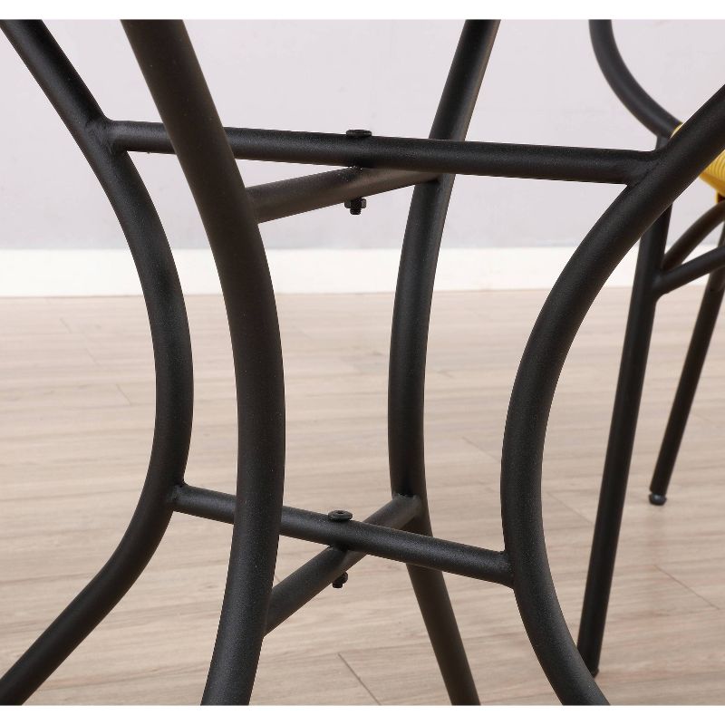 3pc Soleil Outdoor Bistro Set with 2 Papasan Chairs & Table - Black/Yellow - Alaterre Furniture