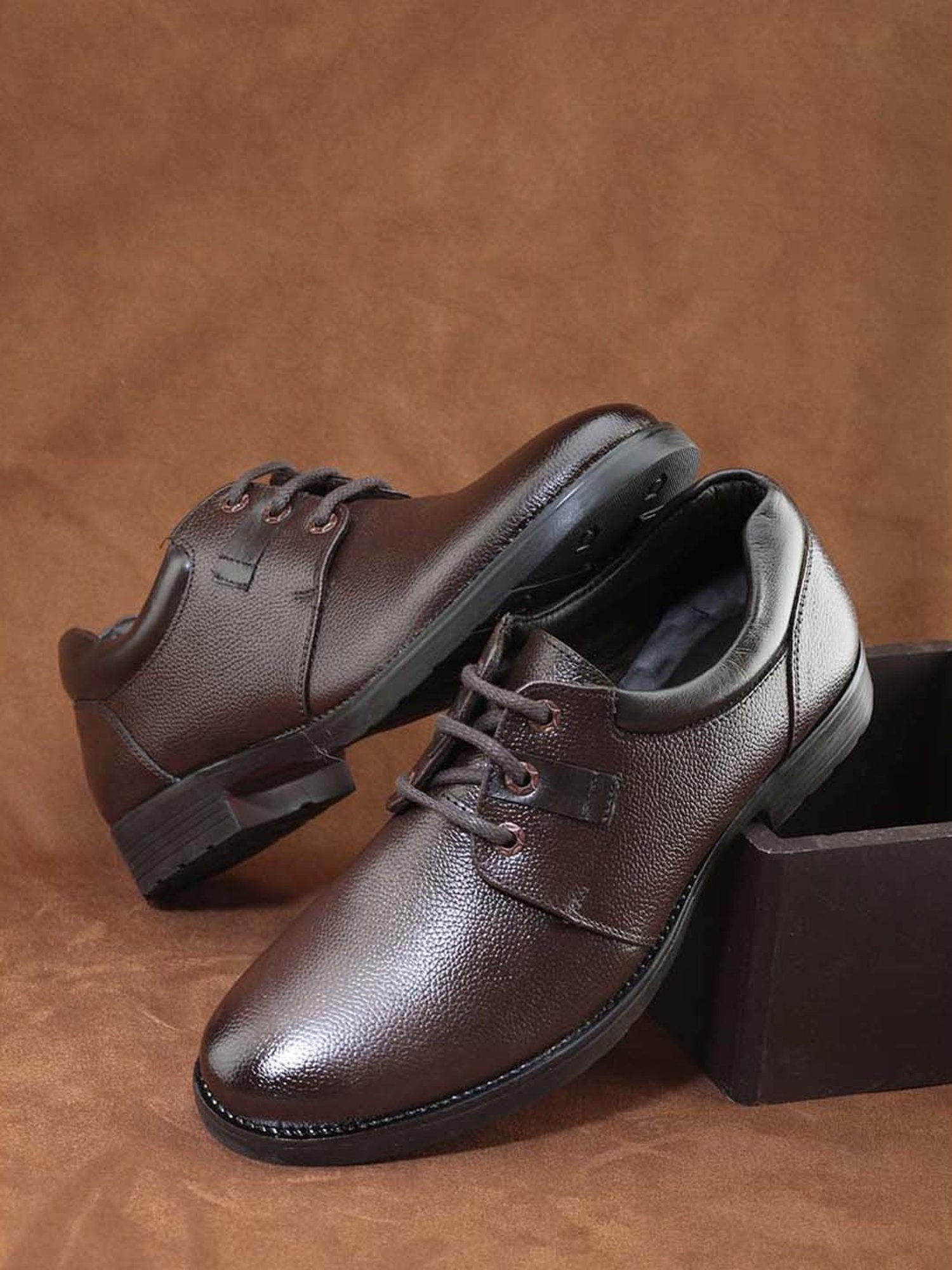 Pelle Albero Men's Dark Brown Derby Shoes