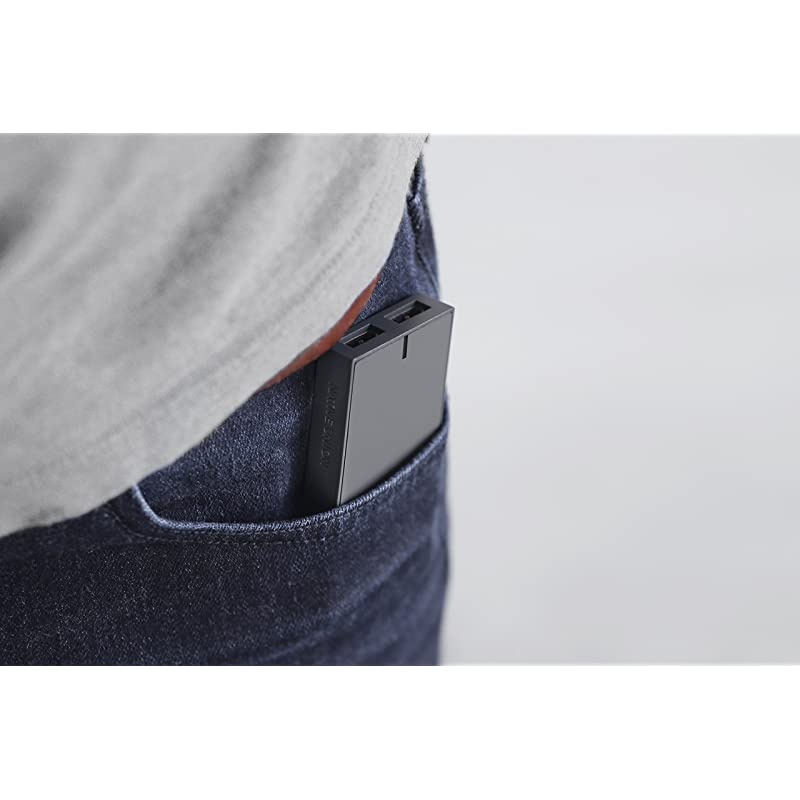 Smart Charger - Slim 2-Port Foldable USB-A Universal Wall Charger with Smart IC Technology - Quick Charging Compatible with iPhone, iPad, Smartphones and Tablets (Taupe/Fabric)