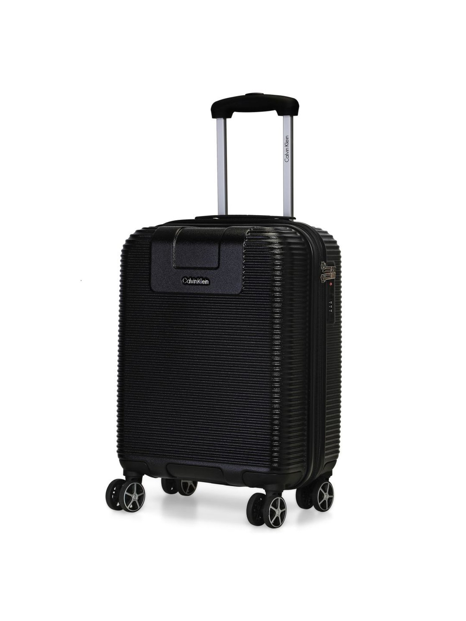 Calvin Klein Avenue Black Textured Hard Cabin Trolley Bag - 52 cm