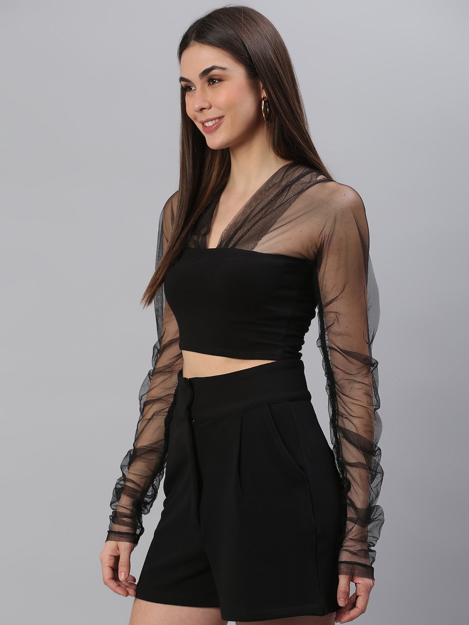 Cation Black Crop Top