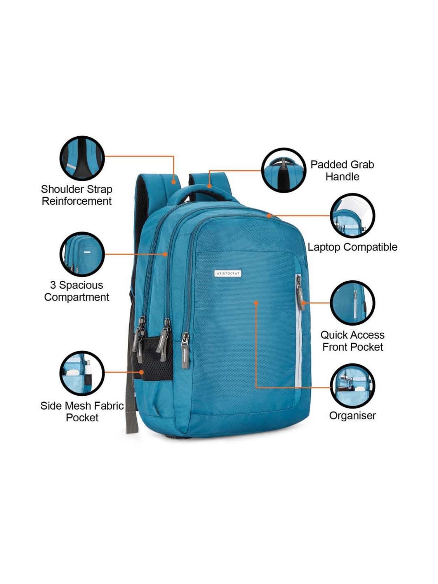 Aristocrat 28.82 Ltrs Blue Medium Laptop Backpack