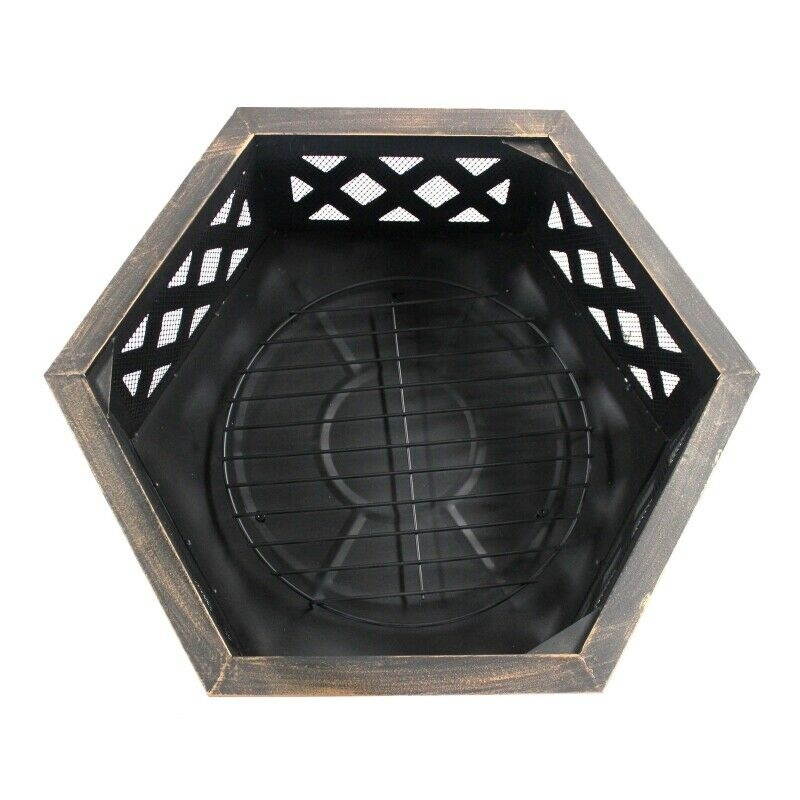 ALEKO Hex Shaped Steel Fire Pit Distressed Bronze 24 Inches Diameter