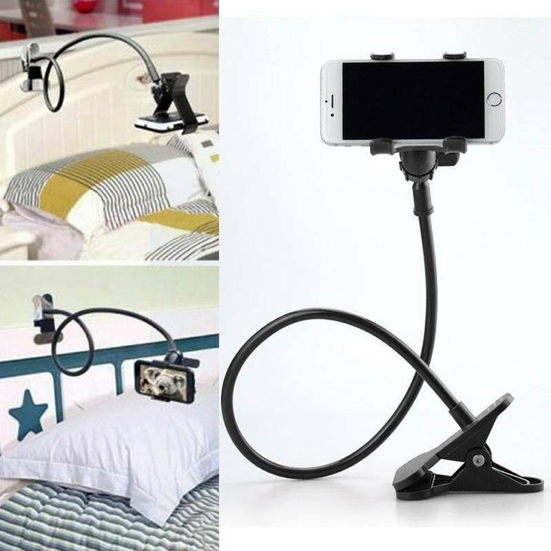 Gooseneck Bed Phone Holder Mount, Flexible Long Arm Clip Clamp for Desk, Lazy Bracket Bedside Stand, Compatible with iPhone X/8/7/6/6s/5 Samsung S8/S7 - Dark Blue