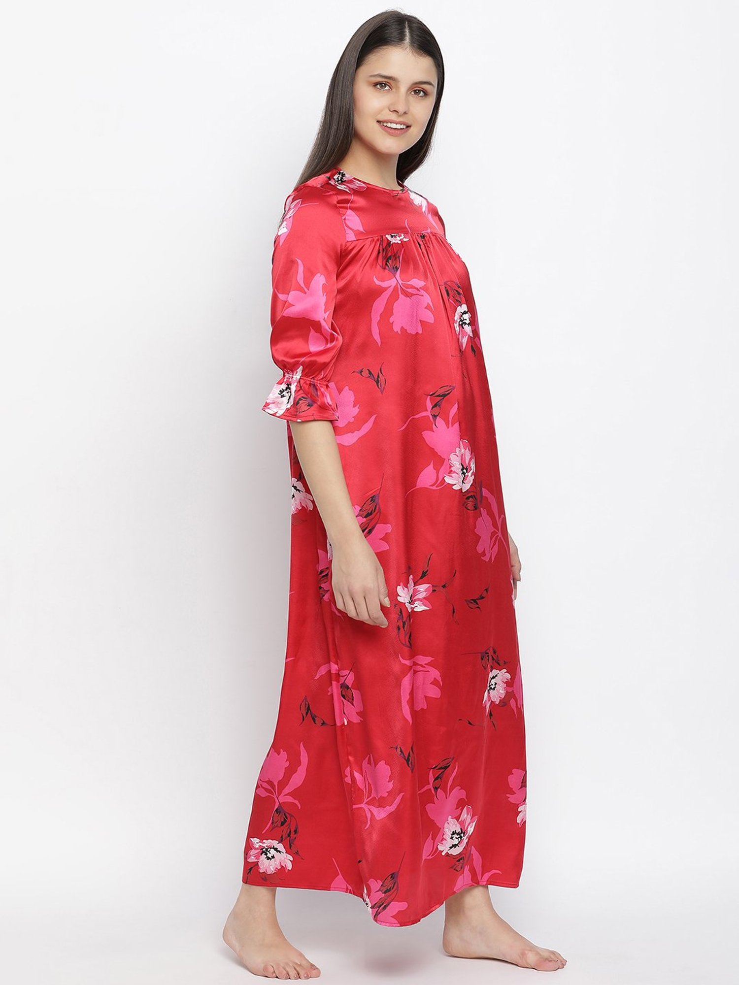 Oxolloxo Pink Floral Print Nighty