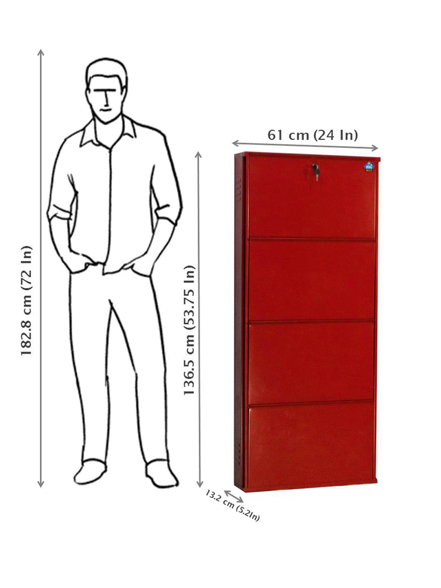 Delite Kom Metal Shoe Rack - 24" 10 Shelf, Double Decker, Ivory, PowderCoat, Wall Mount, DIY