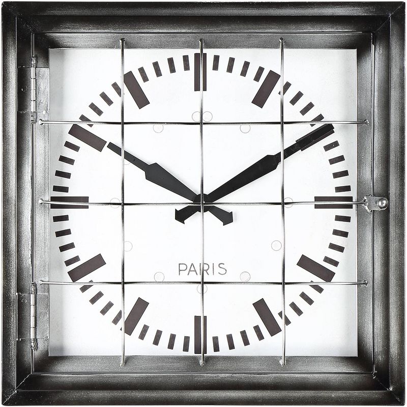 River Parks Studio Iles 20" Wide Square Caged Metal Wall Clock
