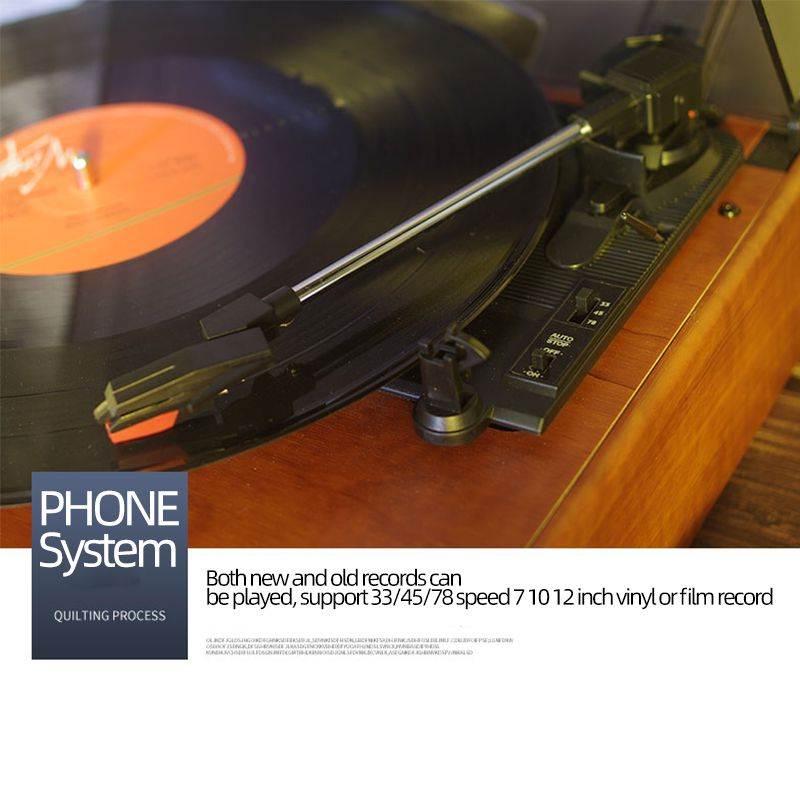 Desk Statics Vinyl Record Player, classics music Turntable Dust cover Bluetooth Phonograph 2 speaker