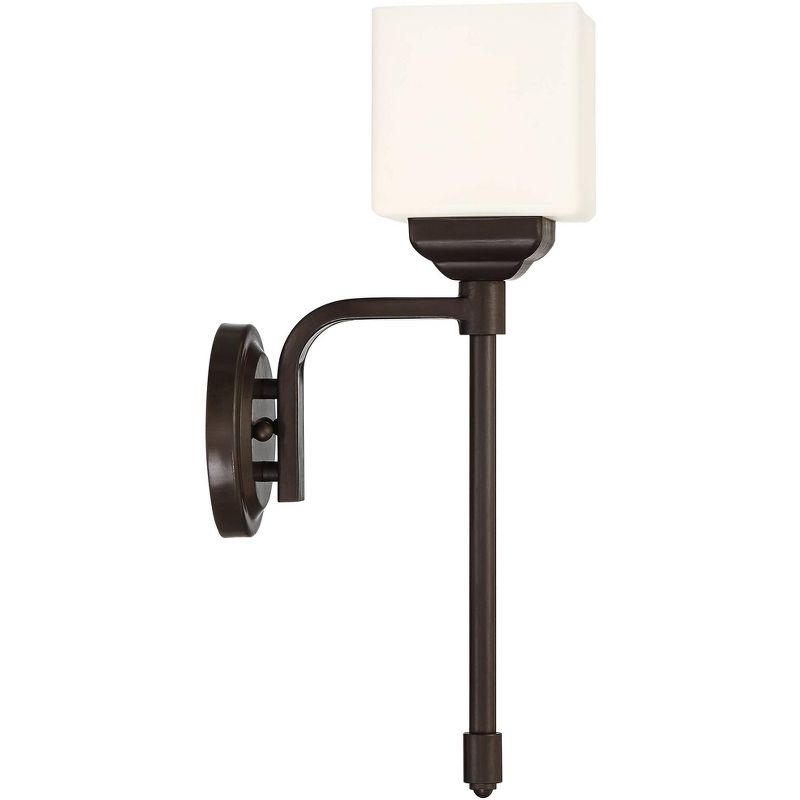 John Timberland Denna 18" High Black Finish White Glass Wall Sconce