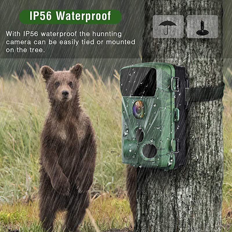 Trail Camera 20MP 1080P Game Cameras with Night Vision 2.4" LCD 130&deg; Detection Motion Activated Waterproof Deer Trap Cam for Hunting and Wildlife Monitoring