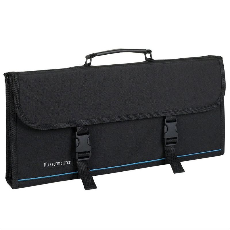 Messermeister Heavy Duty Water Resistant 17 Pocket Knife Culinary Tool Storage Carry Luggage Case with Large Exterior Pocket, Black