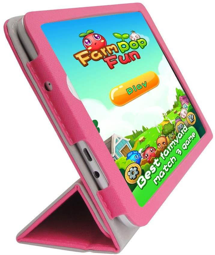 iShoppingdeals - Tulip Pink Folding Folio Cover Skin Case and Clear Screen Protector for Acer Iconia Tab 8" (Model A1-850 Only)