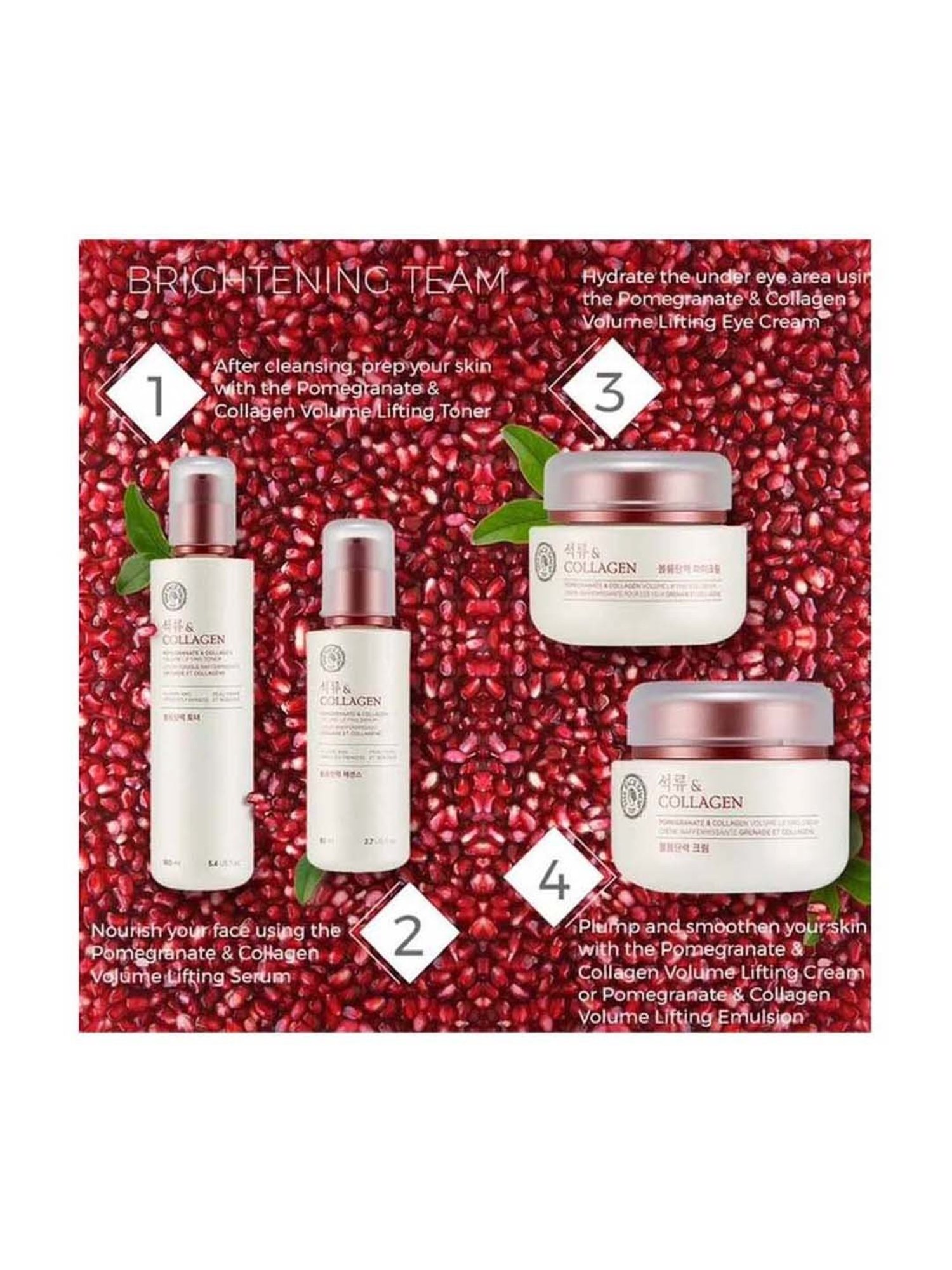 The Face Shop Pomegranate & Collagen Volume Lifting Serum with Hyaluronic Acid - 80 ml