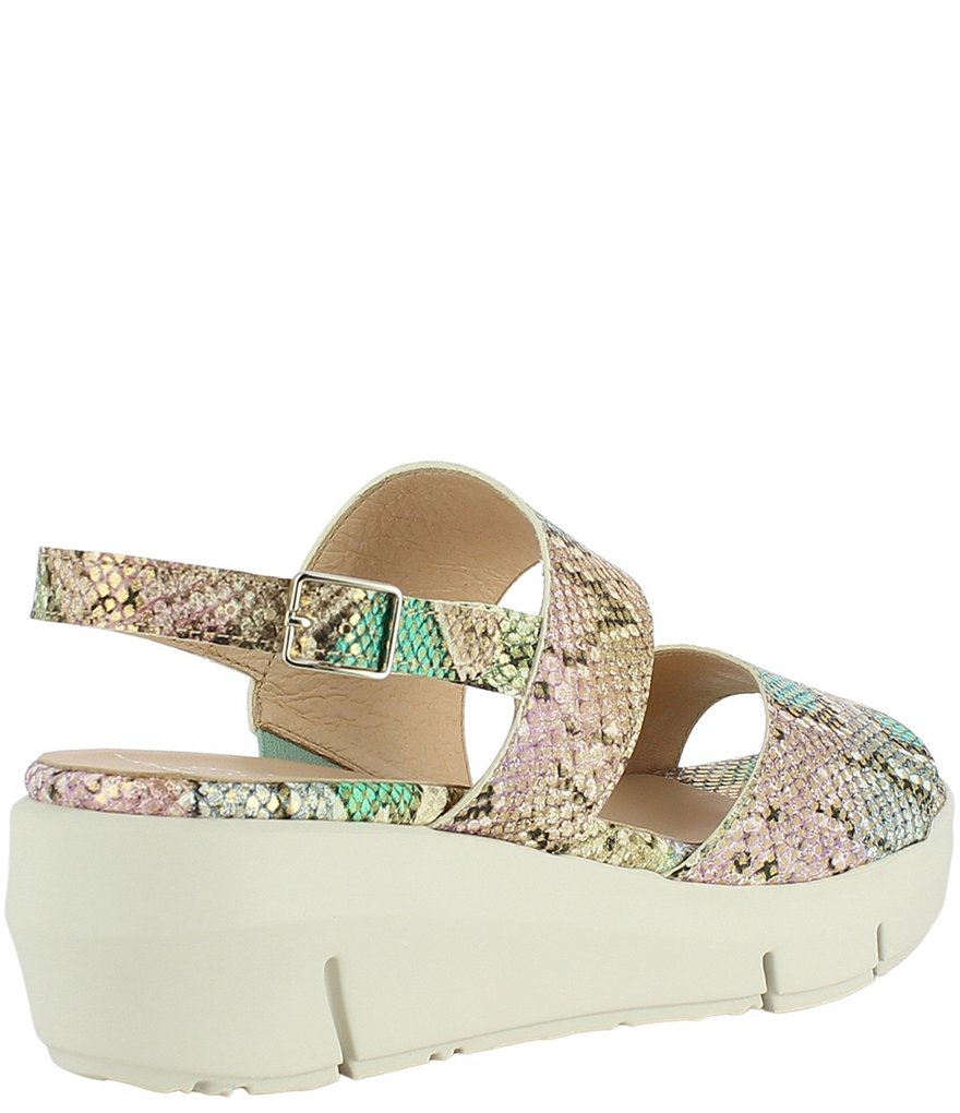 Wonders Marie Snake Print Leather Platform Wedge Extra Light Sandals