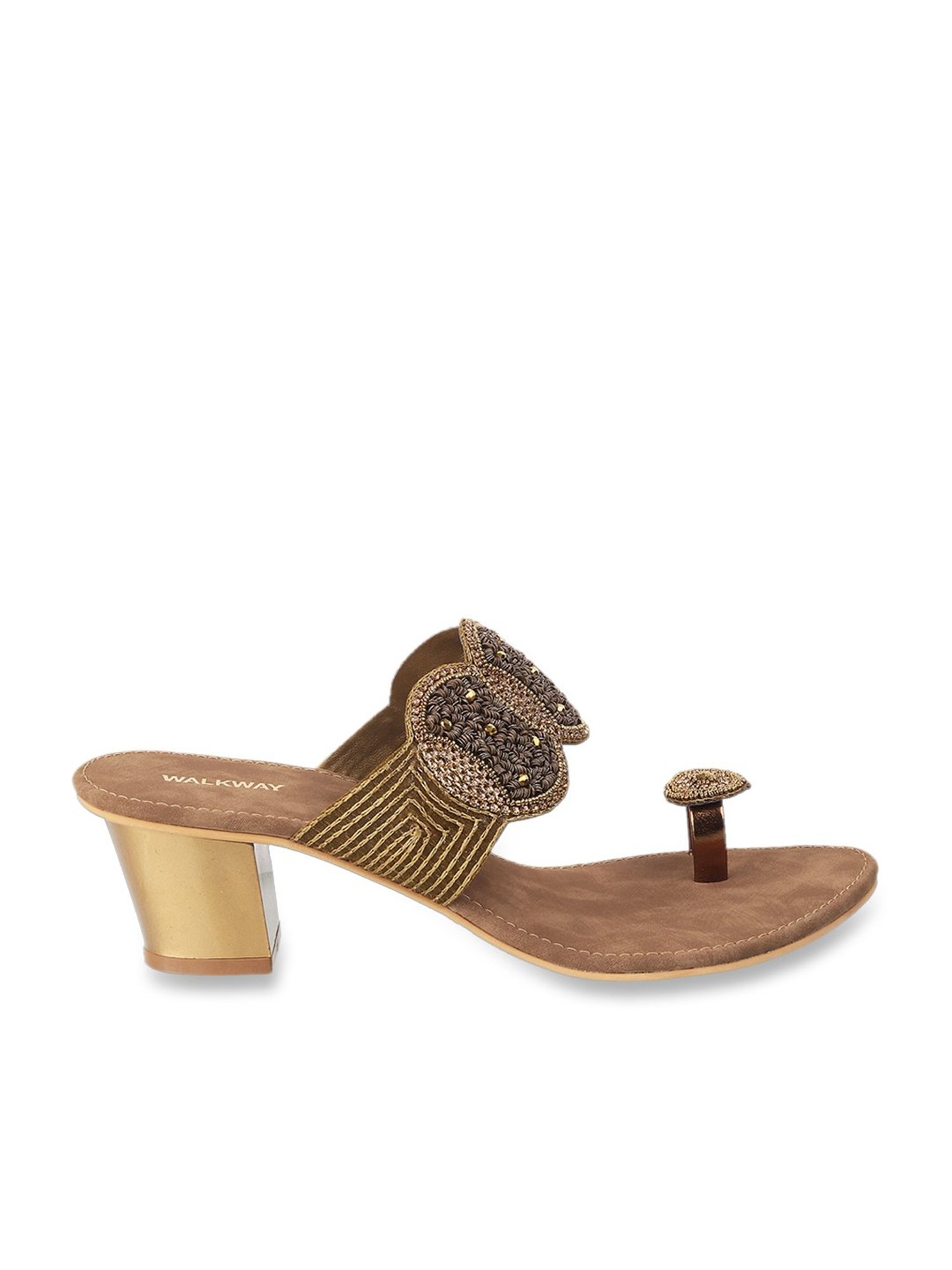 Walkway Women's Antique Gold Toe Ring Sandals