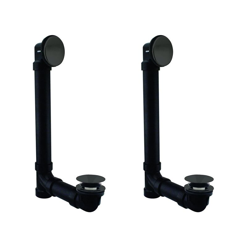 Westbrass 493144H-62 Illusionary ABS Plastic 1.5 Inch Schedule 40 Waste and Overflow Tip Toe Bath Drain Assembly, Matte Black (2 Pack)
