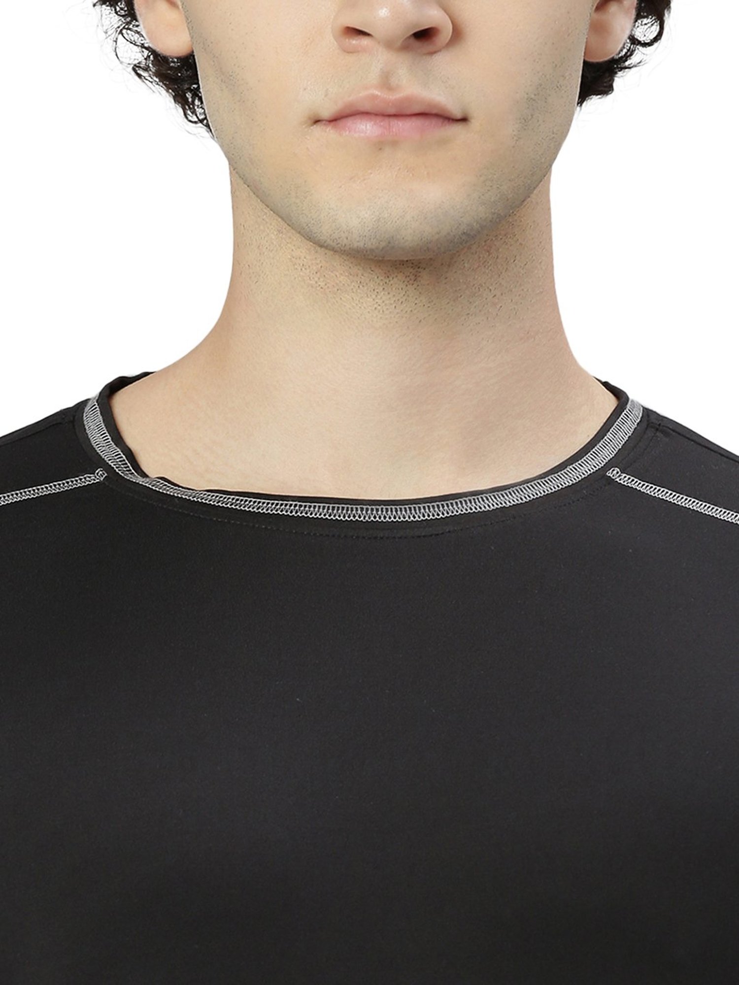 Slowave Black Regular Fit Crew T-Shirt