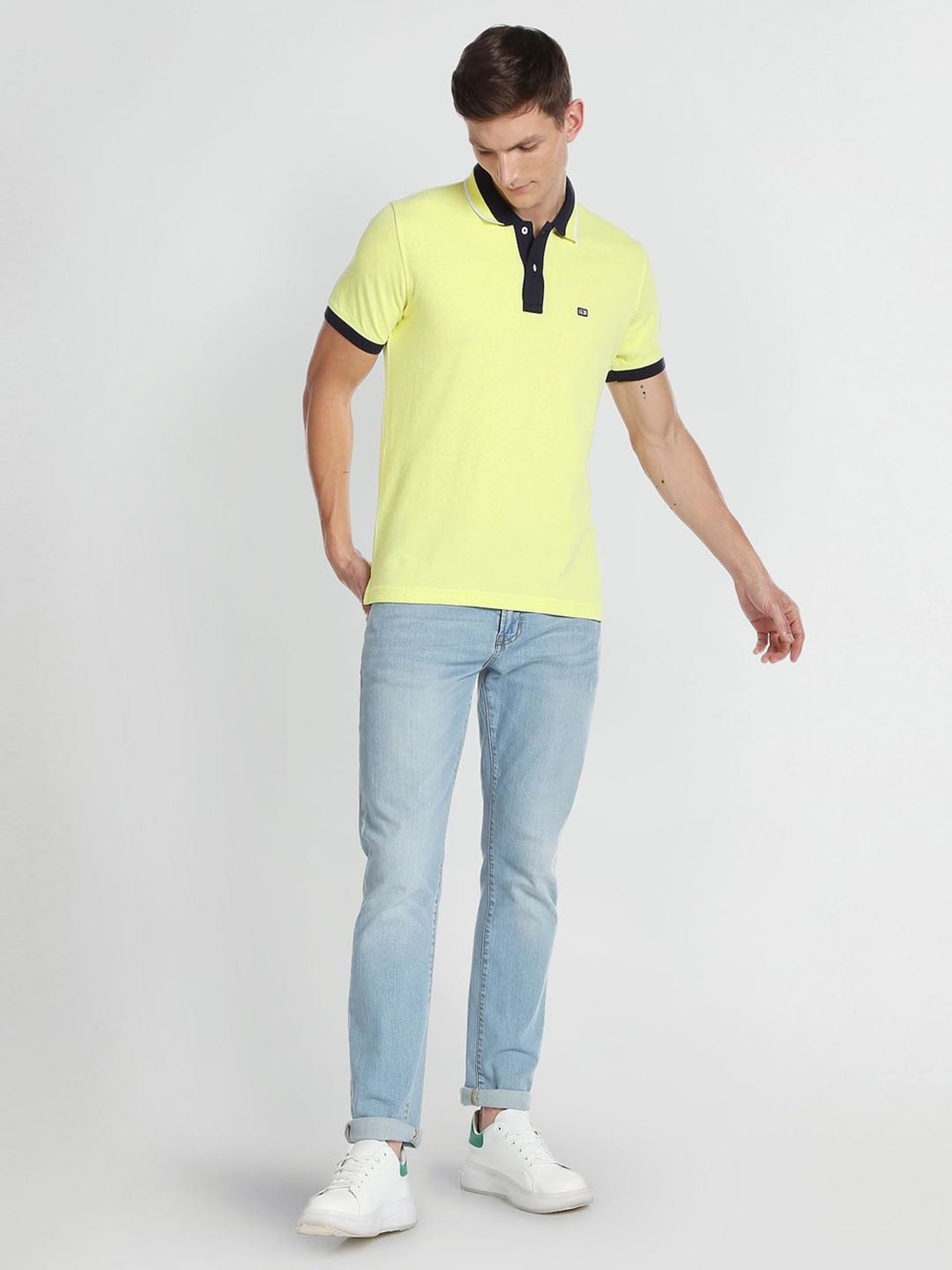 Arrow Sport Yellow Cotton Regular Fit Polo T-Shirt