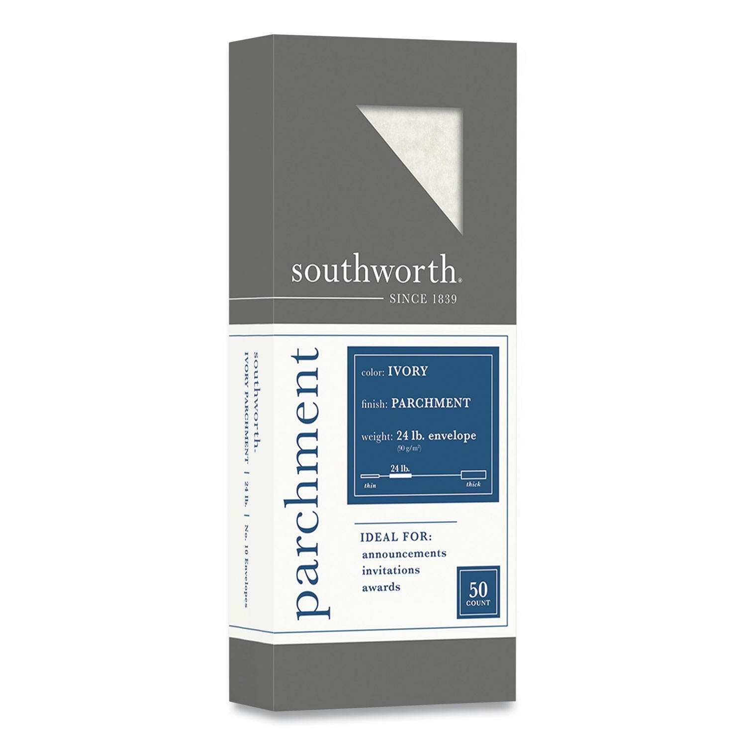 Southworth(R) Fine Parchment Envelopes, #10 (4 1/8in. x 9 1/2in.), Ivory, Pack Of 50