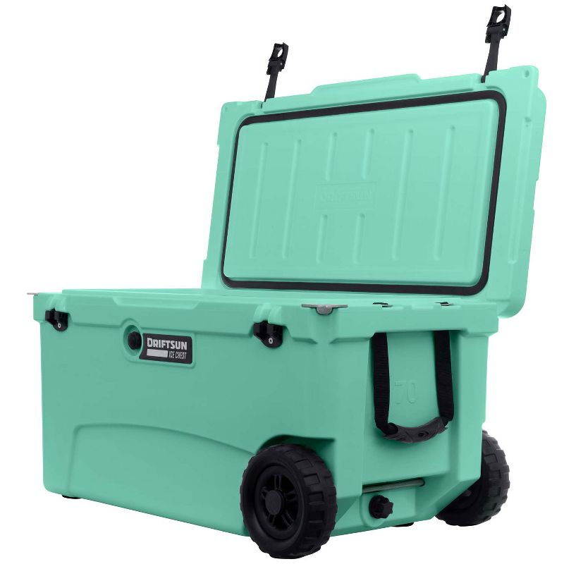 Driftsun DS-ICE-70SF Heavy Duty 70 Quart Rotomolded Thermoplastic UV Resistant Portable Insulated Hardside Ice Chest Beverage Cooler, Sea Foam