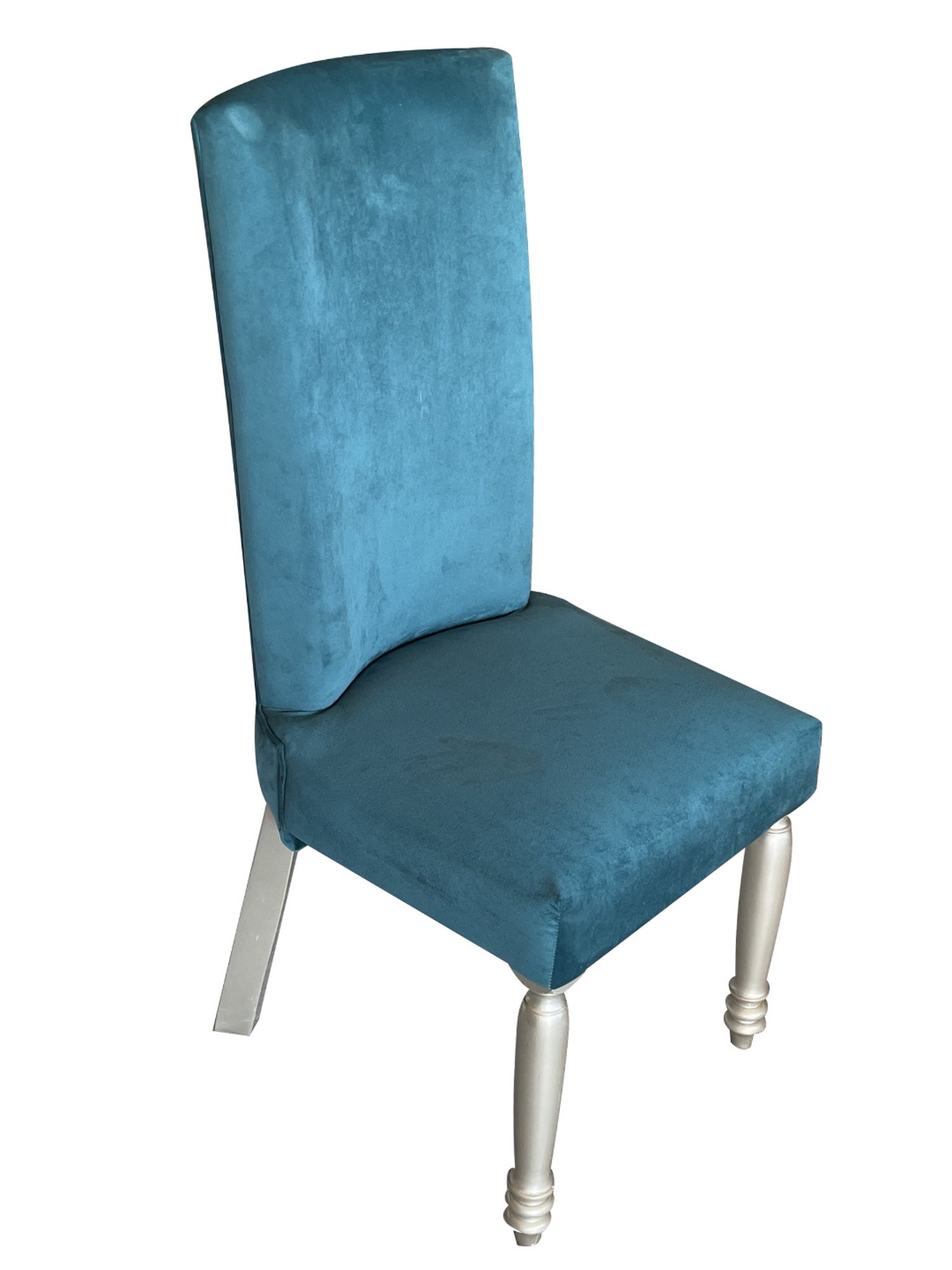 Ikiriya Oliver Solid Silver & Turquoise Wood Dining Chair Turquoise Sea Velvet Finish - Set of 2