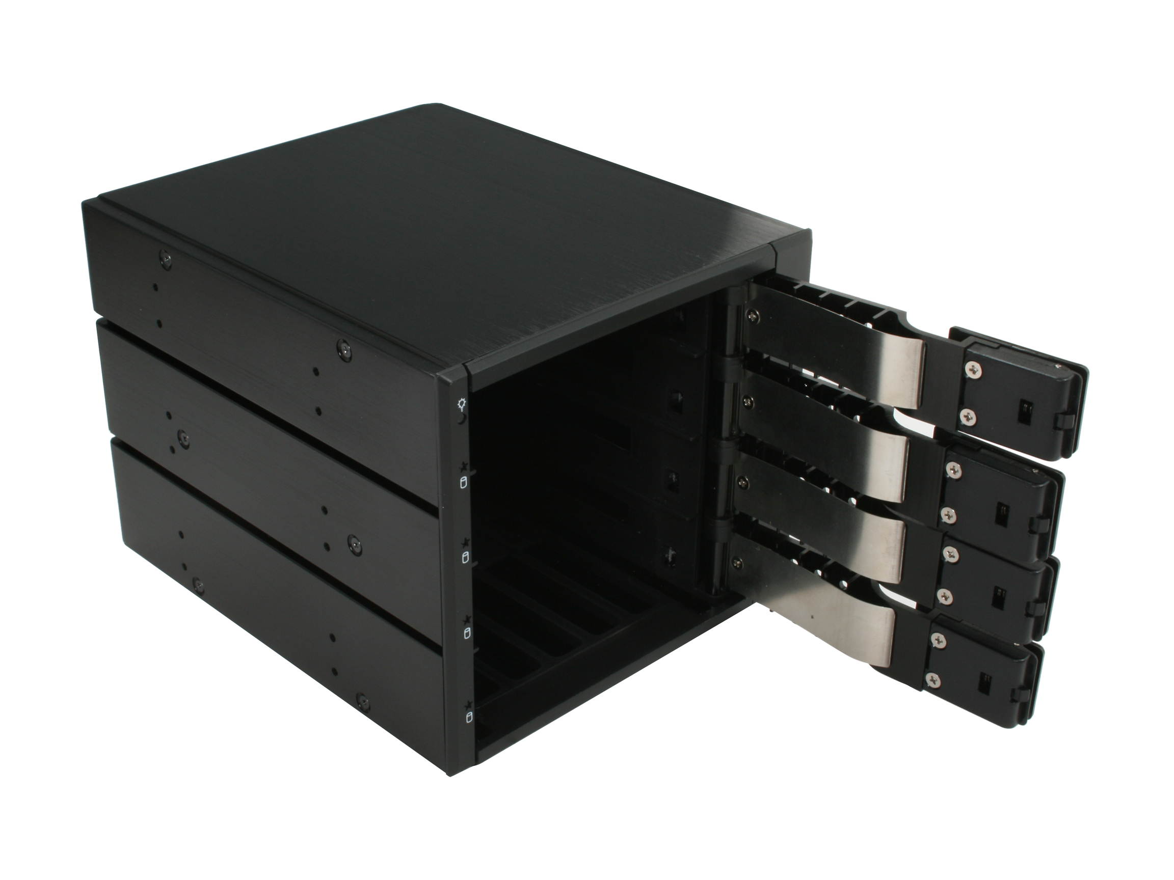 iStarUSA BPN-DE340SS-BLACK 3 x 5.25" to 4 x 3.5" SAS / SATA 6.0 Gb/s Trayless Hot-Swap Cage - Black Handle