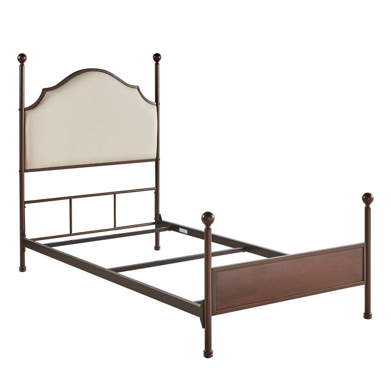Twin Dullie Curved Top Metal Poster Bed Brown - Inspire Q