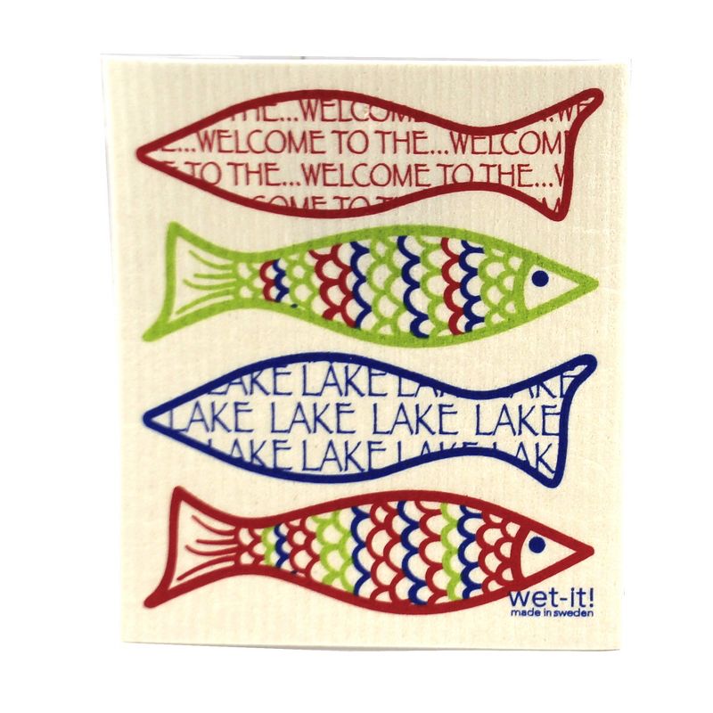 Swedish Dish Cloth 7.75" Ocean Fish Absorbent Cleaning Cloth Anchor Lake  -  Dish Cloth